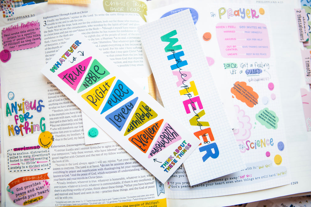 Whatever Is Phil 4:8 cardstock bookmark - Kingfolk Co
