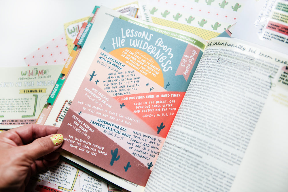Lessons from the Wilderness Deuteronomy 8:2-3 TIP-IN Sheet - Kingfolk Co