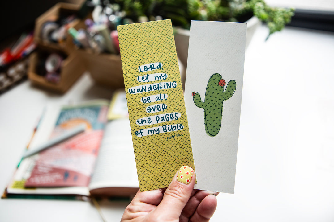 Let My Wandering Be All Over the Pages of My Bible Cactus bookmark - Kingfolk Co