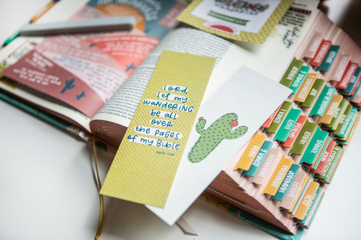 Let My Wandering Be All Over the Pages of My Bible Cactus bookmark - Kingfolk Co