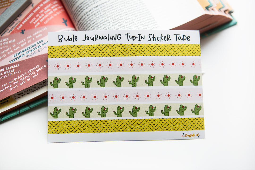 Wilderness Wandering Cactus, Sunset, Prickles Tip-in TAPE Sticker Sheet - Kingfolk Co