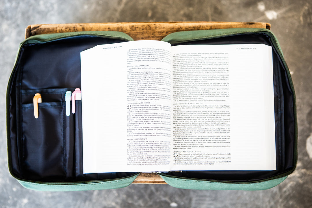 Olive + Black Cross Bible Cover - Kingfolk Co