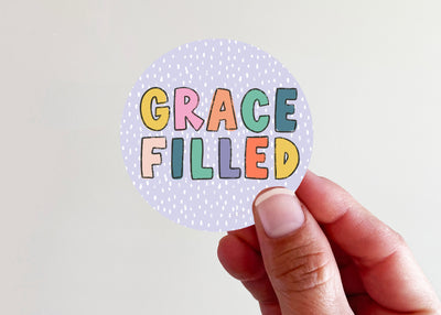 Grace Filled Purple Circle Vinyl Sticker - Kingfolk Co