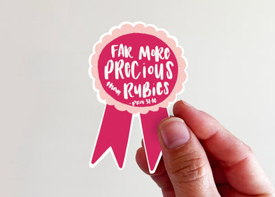 Far More Precious Pink Ribbon Sticker - Kingfolk Co