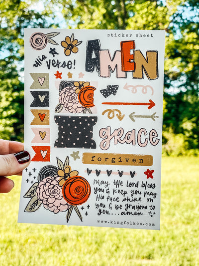 Midnight Mercies Floral Sticker Sheet - Kingfolk Co